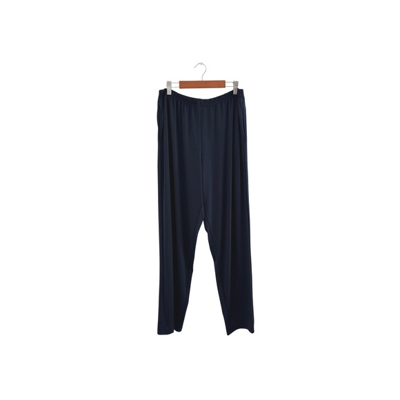 Planet by Lauren G Navy Blue Elastic Waist Straight Leg Pants Size 1 S USA - Picture 2 of 8